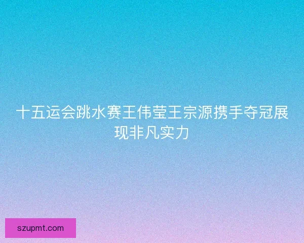 十五运会跳水赛王伟莹王宗源携手夺冠展现非凡实力