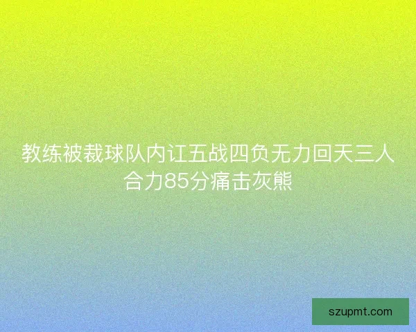 教练被裁球队内讧五战四负无力回天三人合力85分痛击灰熊 教练被裁球队内讧五战四负无力回天三人合力85分痛击灰熊