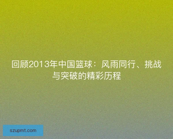 回顾2013年中国篮球：风雨同行、挑战与突破的精彩历程