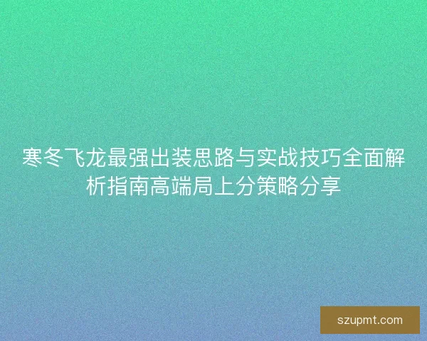 寒冬飞龙最强出装思路与实战技巧全面解析指南高端局上分策略分享 寒冬飞龙最强出装思路与实战技巧全面解析指南高端局上分策略分享